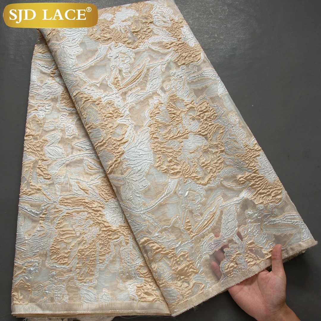 SJD LACE African Brocade Lace Fabric 2026 High Quality Nigerian Jacquard French Demask Lace For Sewing Women Party Dresses 4012