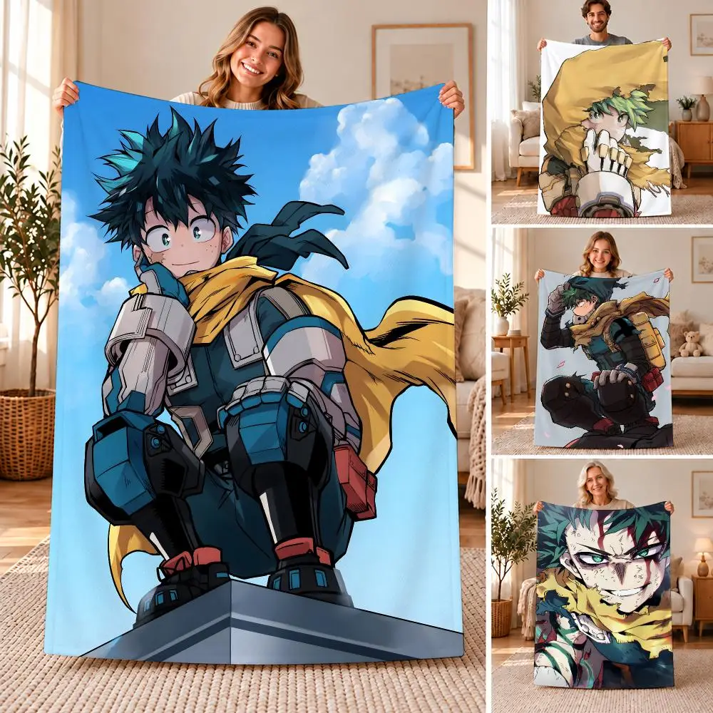 Anime Character Izuku Midoriya Throw Soft Flannel Throw Blanket for Sofa, Bed Dorm Nap Pet Blanket Gift Available