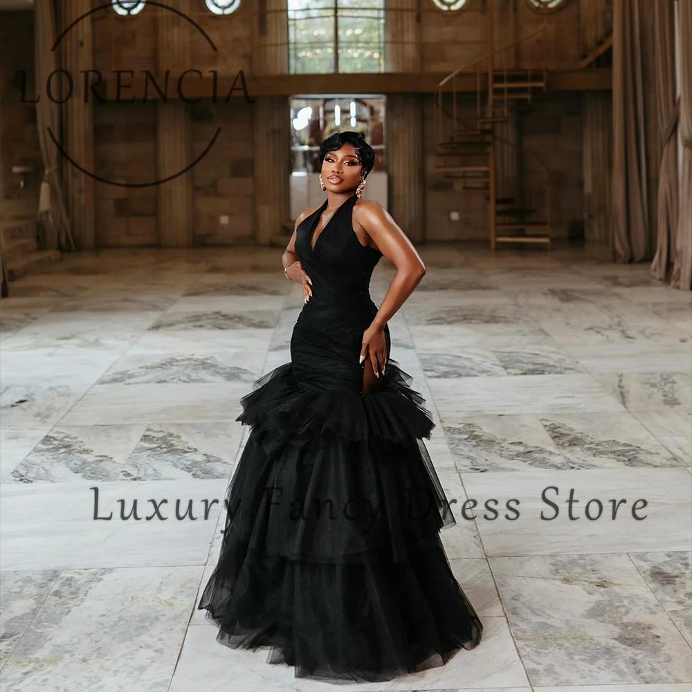 Simple Halter Prom Dresses 2025 Tulle Pleats Mermaid Elegant Evening Party Gowns Customized Sleeveless vestidos largos fiesta