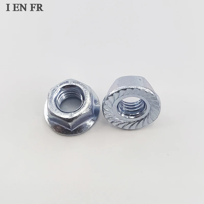 1-20 pezzi M3 M4 M5 M6 M8 M10 M12 M14 M16 zinco placcato testa esagonale seghettata antiscivolo Spinlock flangia dado di bloccaggio DIN6923