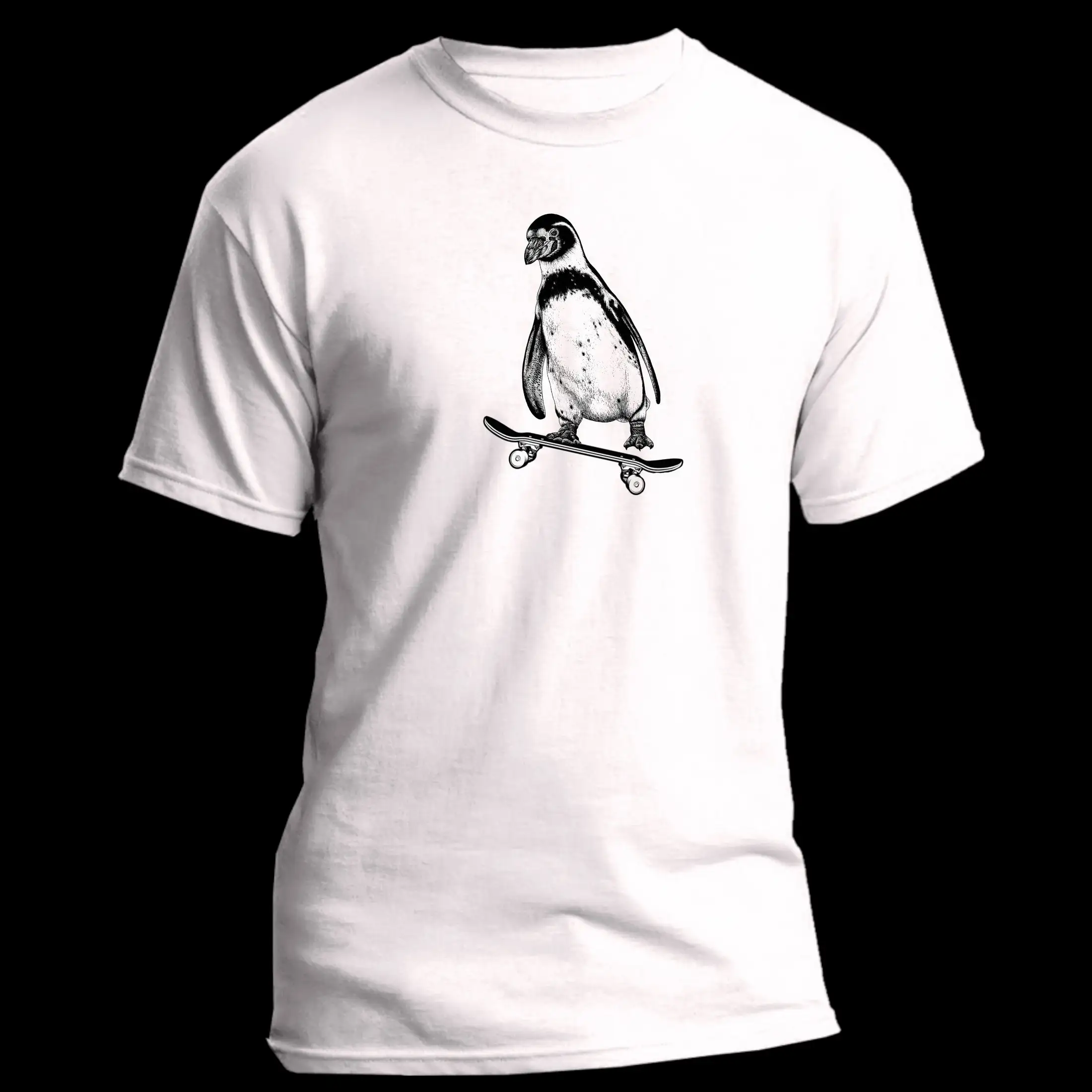 Penguin on Skateboard T Shirt Riding Lovers Skateboarder Skateboarding Funny Fun