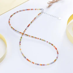 Zorun Natural Stone Zircon Jewelry 3MM  with 925 Sterling Silver Accessories Fashion Necklace for Women Good Sale