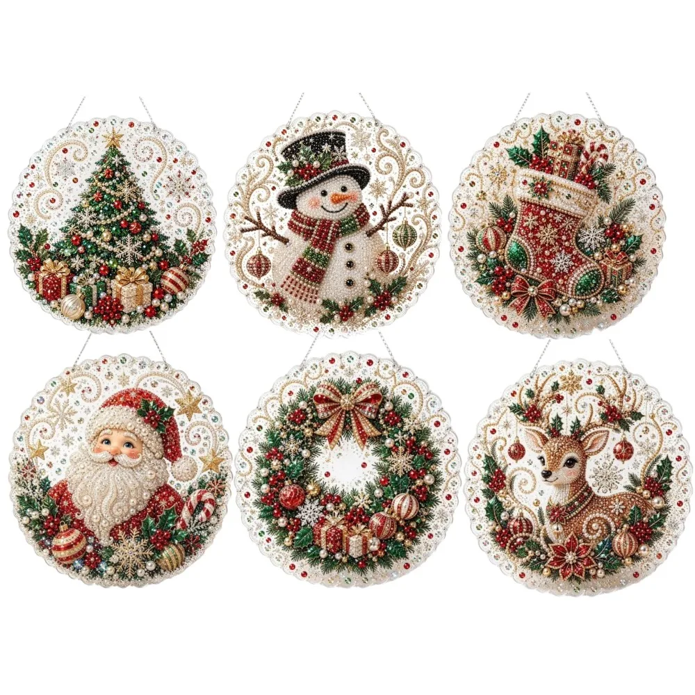 DIY Pearl Diamond Painting Suncatcher Craft Kit Pearl Beads Craft Festive Window Wall Decor Christmas Diamond Painting ﻿
