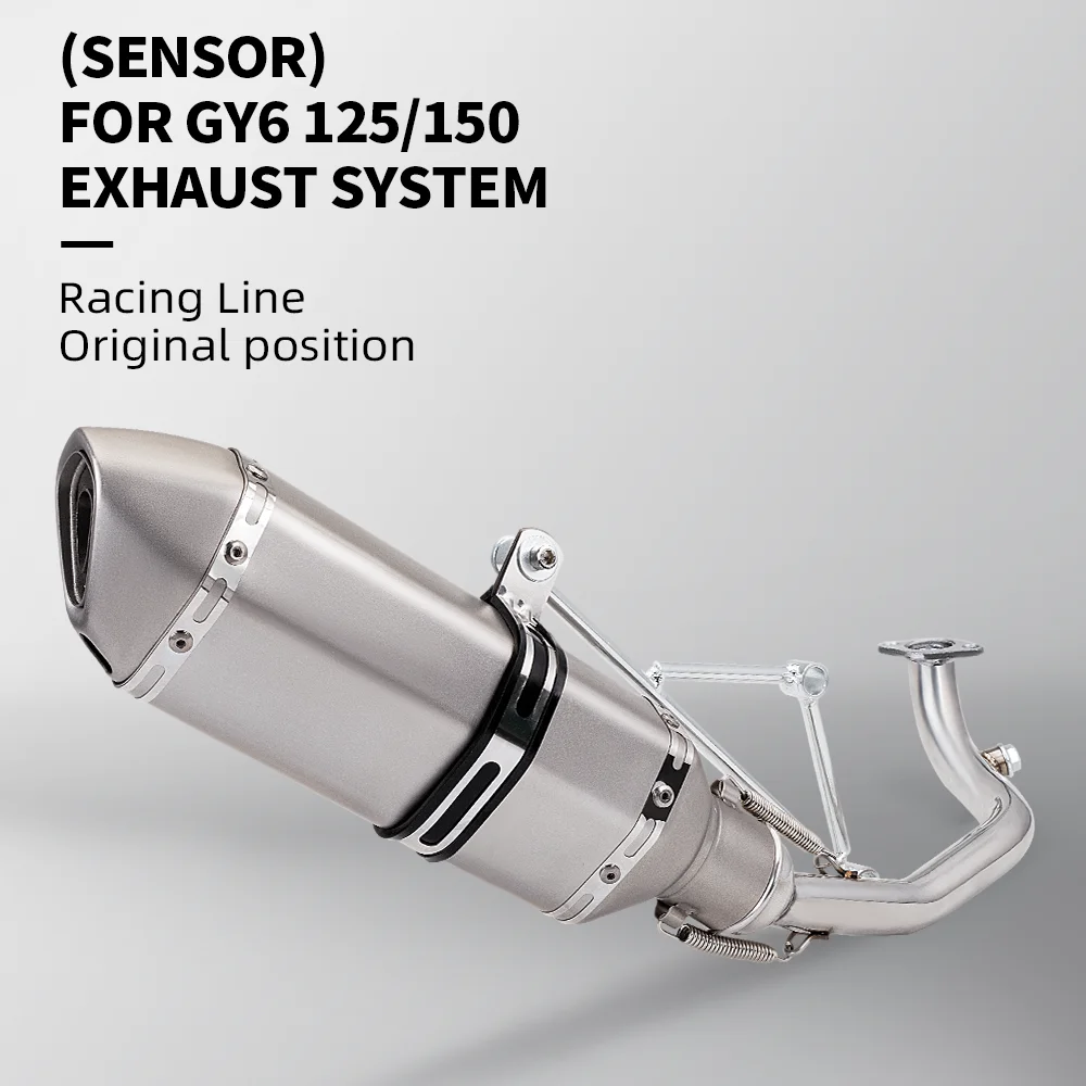 GY6 For Yamaha GY6 125cc 150cc Motorcycle Exhaust System 51MM Mid Link Pipe Escape Slip-On With Muffler Pipe