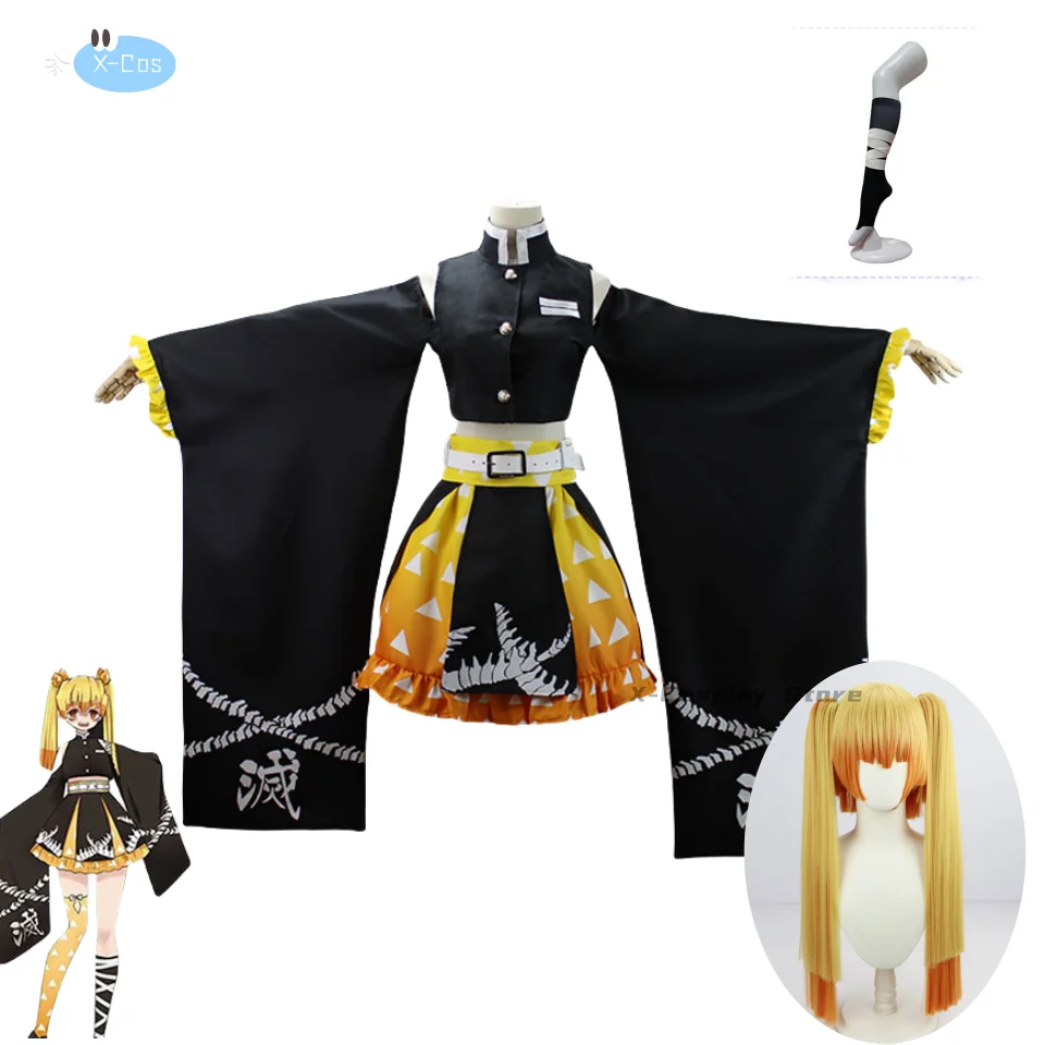 Demon Slayer Cosplay Outfits Costumes: New Items Adult Costume Zenitsu Women Men's Kid Off-the-shoulder Skirt Short Suit Whole