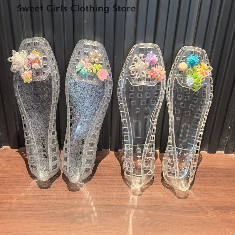 1pcs Acrylic Dopamine Crystal Beaded Jelly Shoes Sandals Accessory DIY Decorative Shoe Flower Slippers Shoe Buckle Accessories