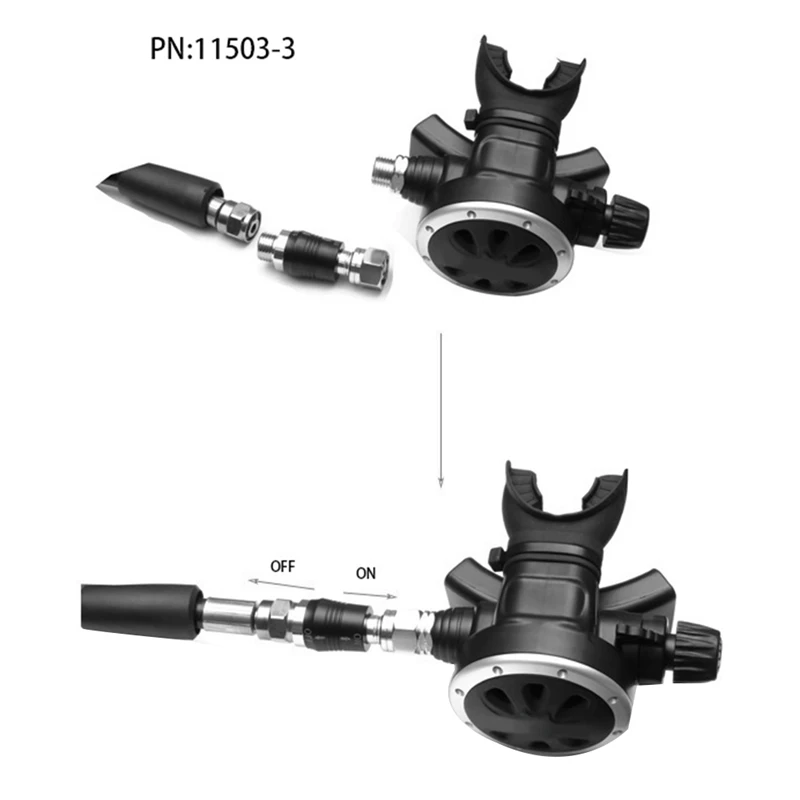 Scuba Diving Regulator Adaptor 9/16 Thread Connector With On Off Switch BCD Valve Medium Pressure Replacement