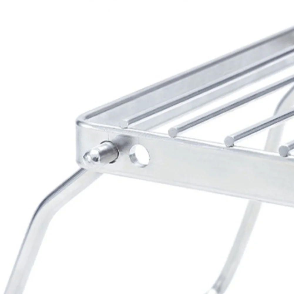 Adjustable Height Stainless Steel Camping Grill Rack for Outdoor Cooking with Foldable Design and Sturdy Mesh Structure