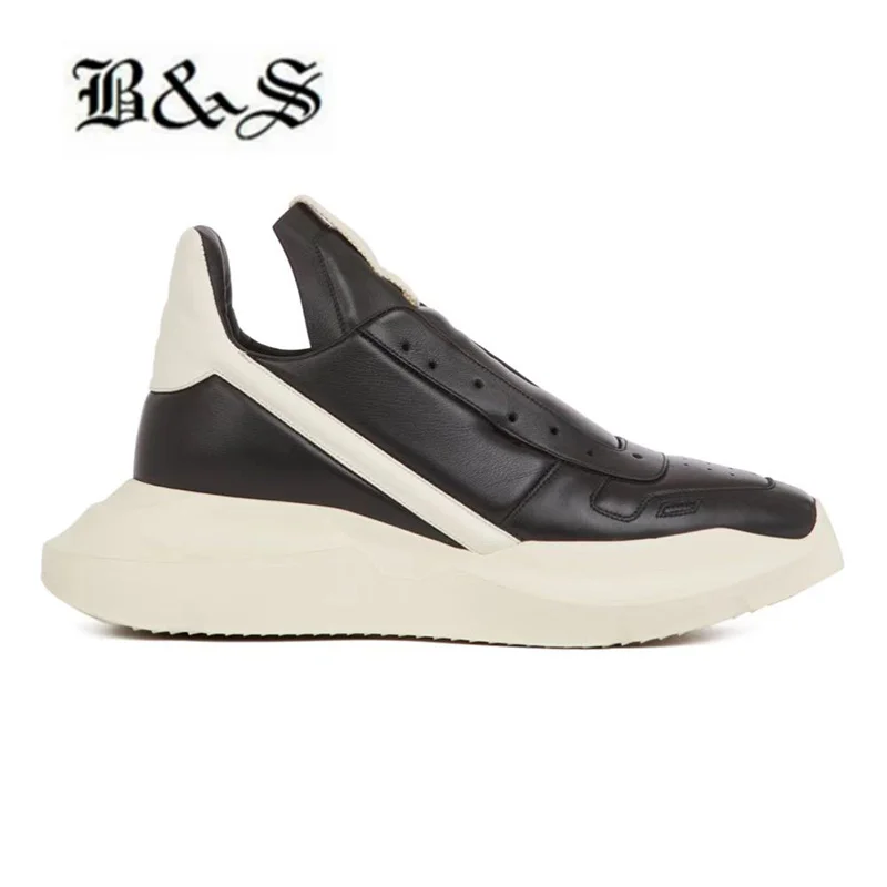 

Black& Street High Top FOGACHINE GETH Runner Sneakers Boots Genuine Leather Tank Platform Thick Sole Botas