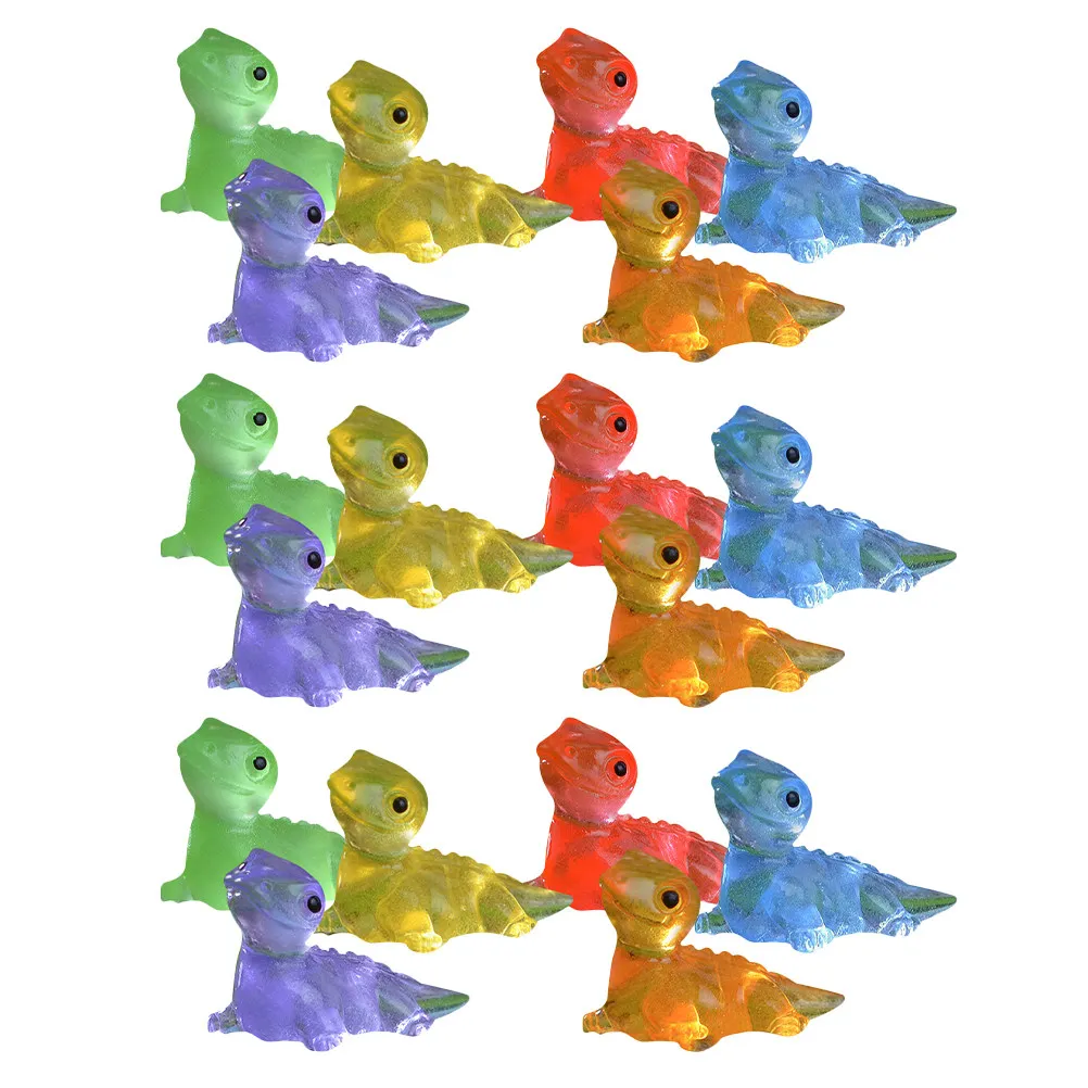 60Pcs Night Glow Mini Lizard Garden Sculpture Resin Small Decor for Landscape Micro Moss Flower Pots Outdoor Mini Resin Figures
