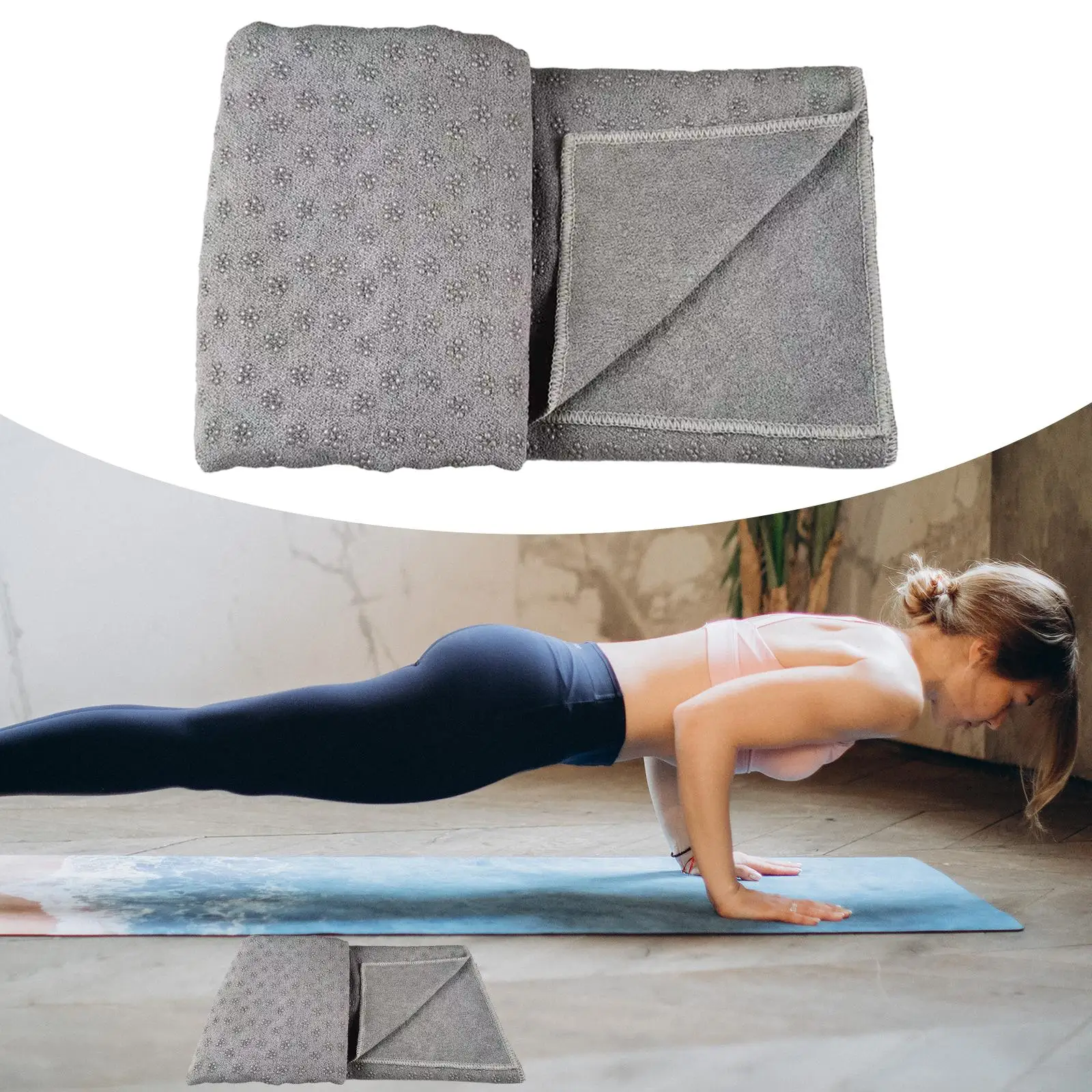 Yoga Towel Comfortable Practice Accessory Yoga Mat Towel Sweat Absorbing Exercise Mat for Indoor Fitness Travel Pilates Workout