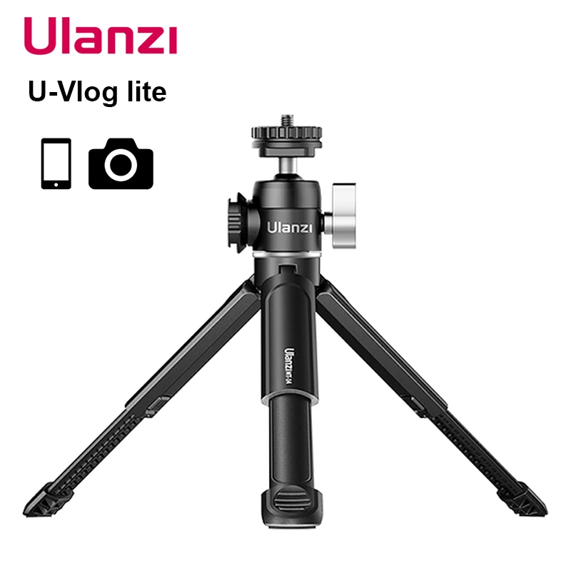 Ulanzi U-Vlog Lite Extendable Tripod Dual Cold Shoe Ball Head Volg Tripod for Smartphone Sony Canon Nikon DSLR Camera