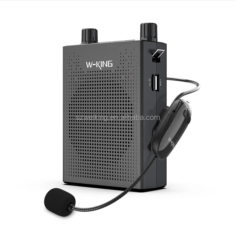W-KING Portable Rechargeable Personal Voice Amplifier with UHF Wireless Headset Microphone for Teacher and Tourist Guide