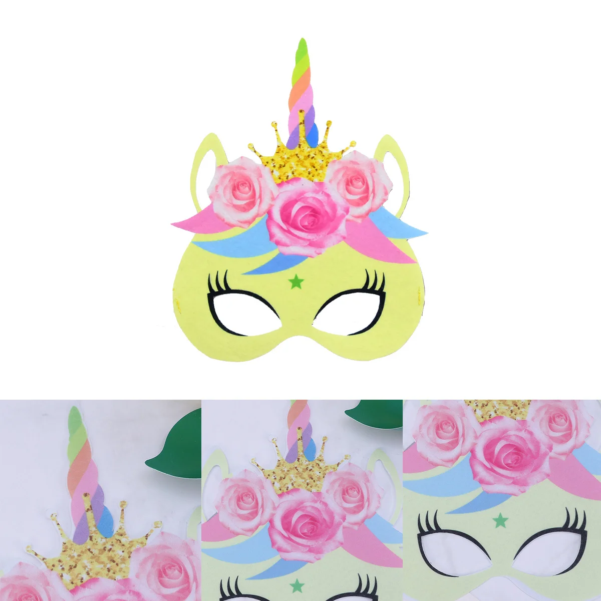 Máscara de unicórnio infantil, faixa elástica de papel premium, confortável para aniversário, cosplay, fantasia, festas, festa, máscara de unicórnio