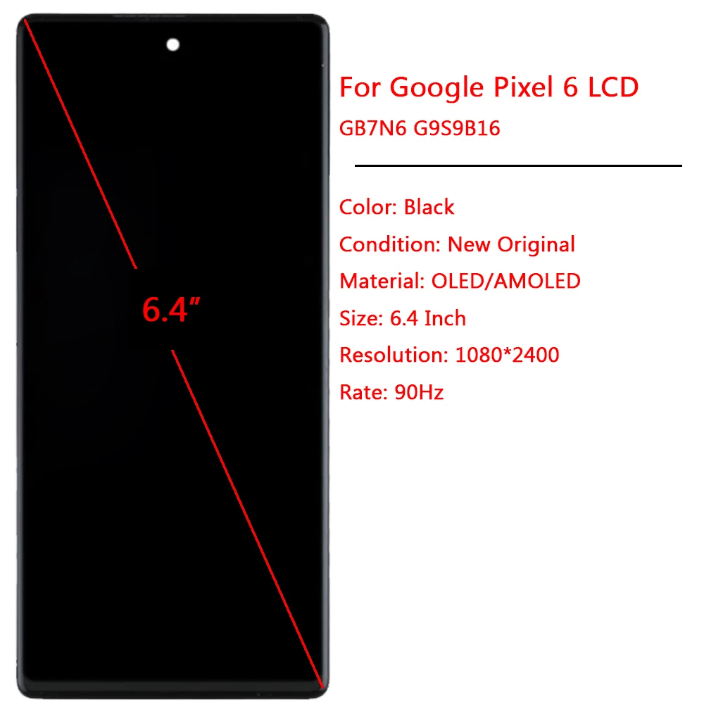 For Google Pixel 6 LCD Display Touch Screen With Frame 6.4\