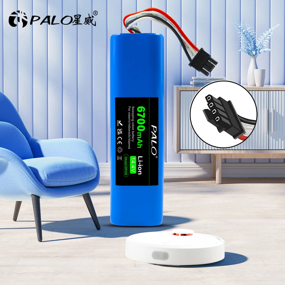 

PALO 6700mAh 14.4V Li-ion Battery Robotic Vacuum Cleaner Replacement Battery for Xiaomi Robot Roborock S50 S51 S52 S55 T60 T65