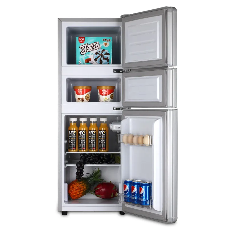 138L Mini Geladeira de três portas Mini Geladeira doméstica Refrigerador de refrigeração silencioso