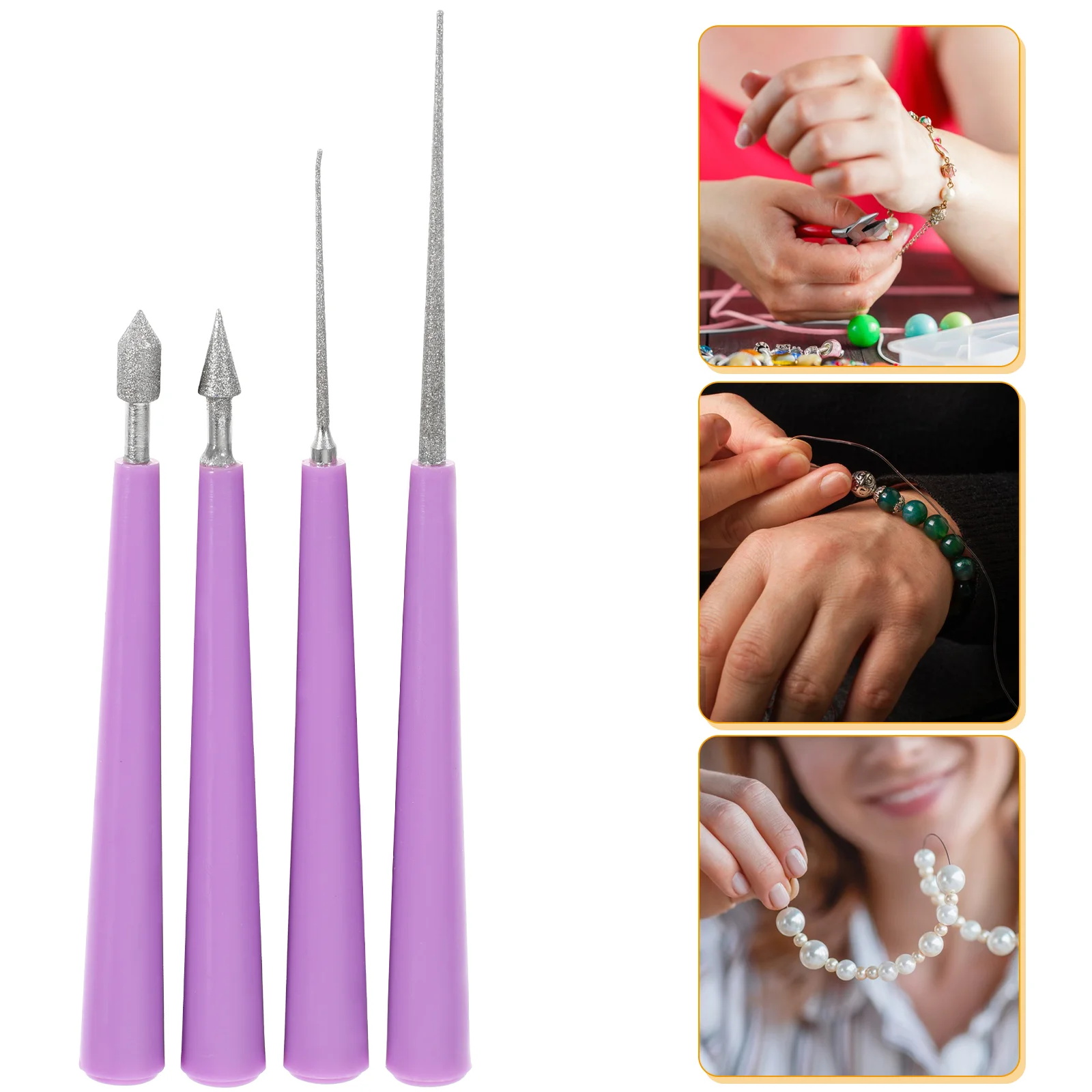 1 مجموعة/5 قطع حبة ثقب مخرطة إبرة طحن حبة التوسيع فتاحة الحفر الناخس تصفيح الحرفية عدد وأدوات (الأرجواني)