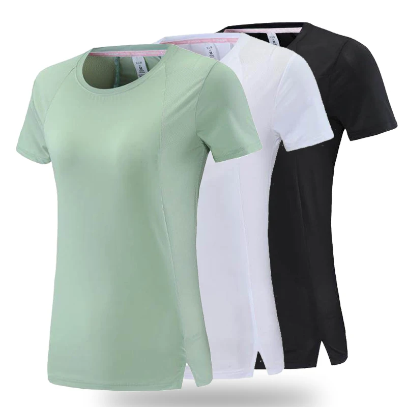 Camisetas deportivas de secado rápido para mujer, Tops de Fitness para Yoga, gimnasio, entrenamiento, Pilates, correr, manga corta, MM714, S-2XL