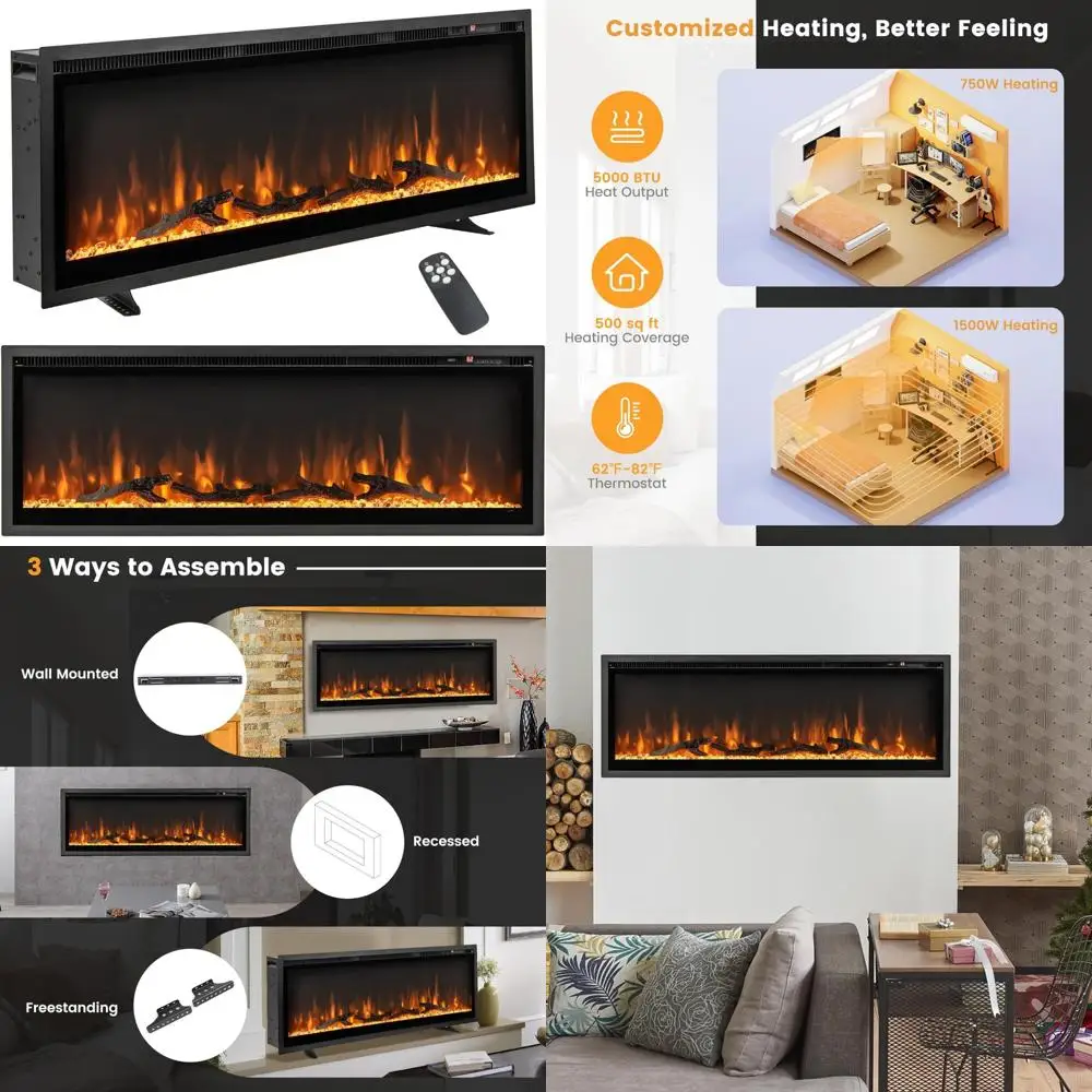 

50 электрических камина, встраиваемых/окремостоящих, нагреватель мощностью 1500 Вт с дистанционным управлением