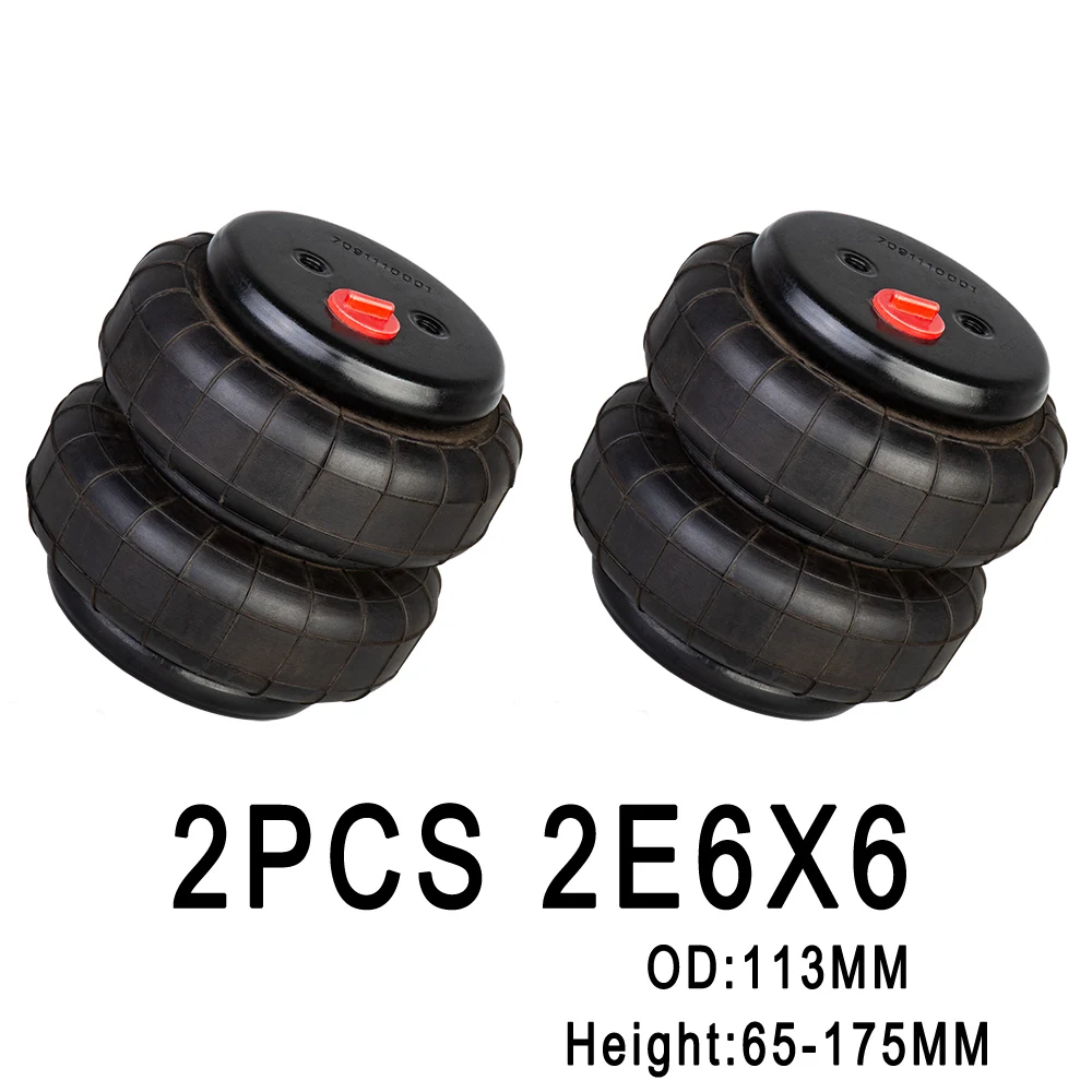 2 szt. 2E6X6 torba z zawieszeniem pneumatycznym 2 warstwy gumowa poduszka powietrzna amortyzator OD113MM wysokość 65MM do 175MM