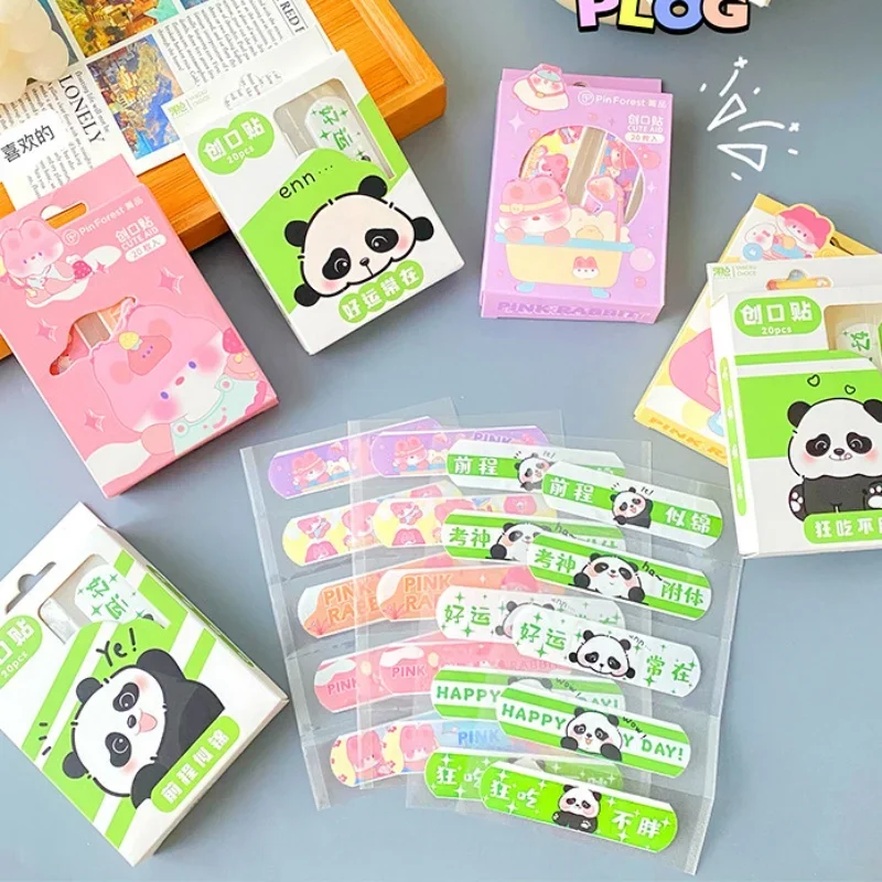 20piece Kawaii Banaids for Kids Cute Cartoon Emergency Hemostatic Plaster Patch Waterproof Breathable Dressing Adhesive Bandages