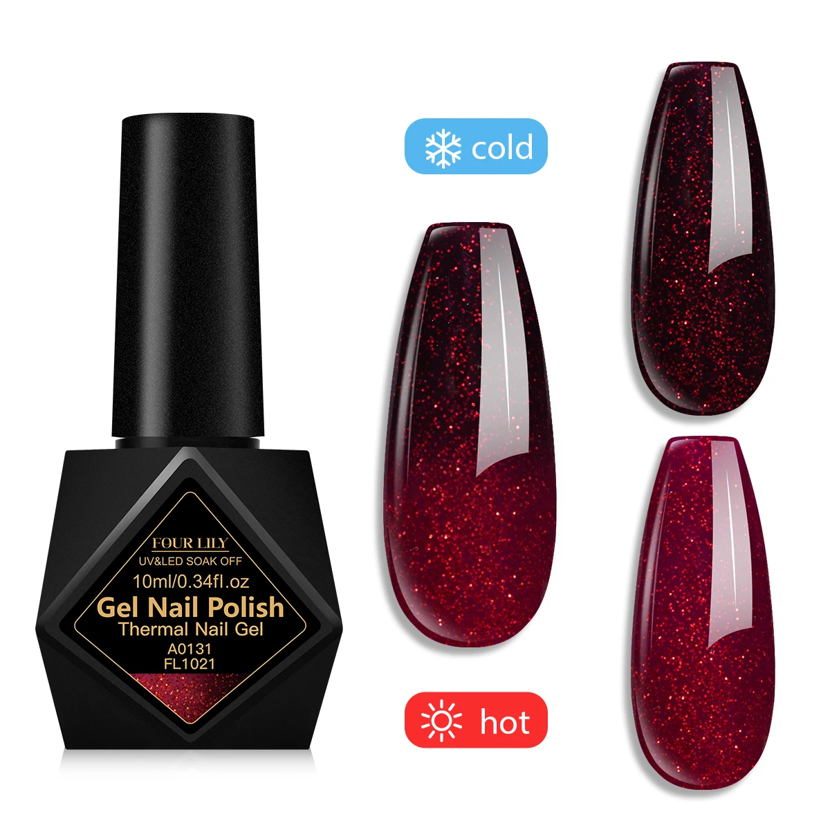Roter Glitzer Thermischer Gel-Nagellack 2 Schichten Temperatur-Farbwechsel Abziehbarer UV-Gel Nagelkunst Lack Design Nagelzubehör – Detail 4