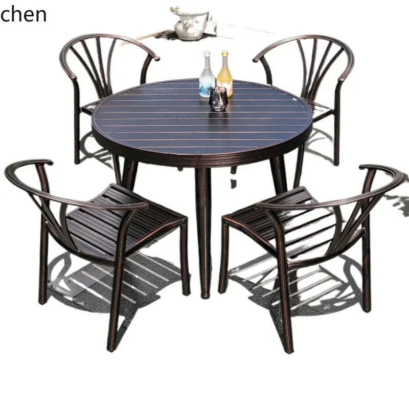 H1 outdoor cast aluminum table and chair combination garden open-air roof chair leisure balcony aluminum alloy outdoor table