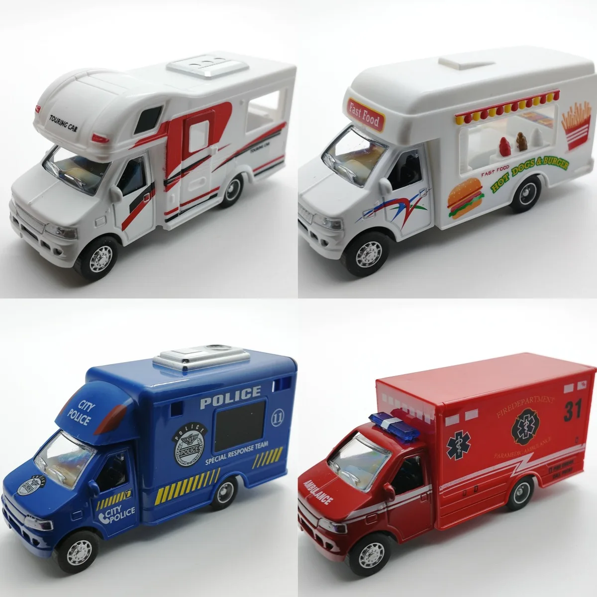 1:24 Car Toy Model Simulation Caravan Touring Car Fast Food Car Ice-cream Car Kids Toy Car Police Car Ambulance Medical Car