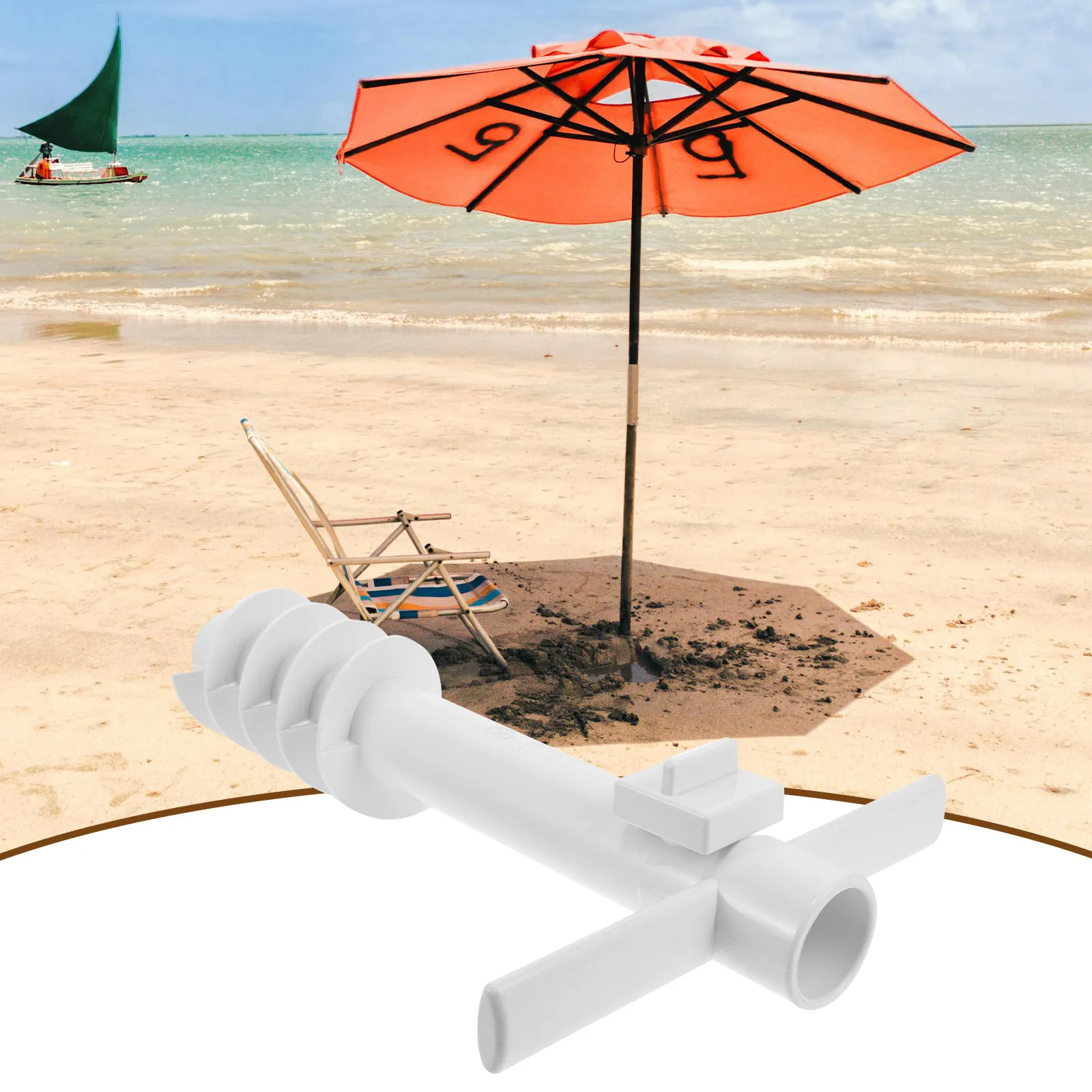 1Pcs Plastic Beach Umbrella Sand Anchor Heavy Duty ABS Ground Stake for 1.6 Inch Pole Easy Install Wind Resistant Vacation