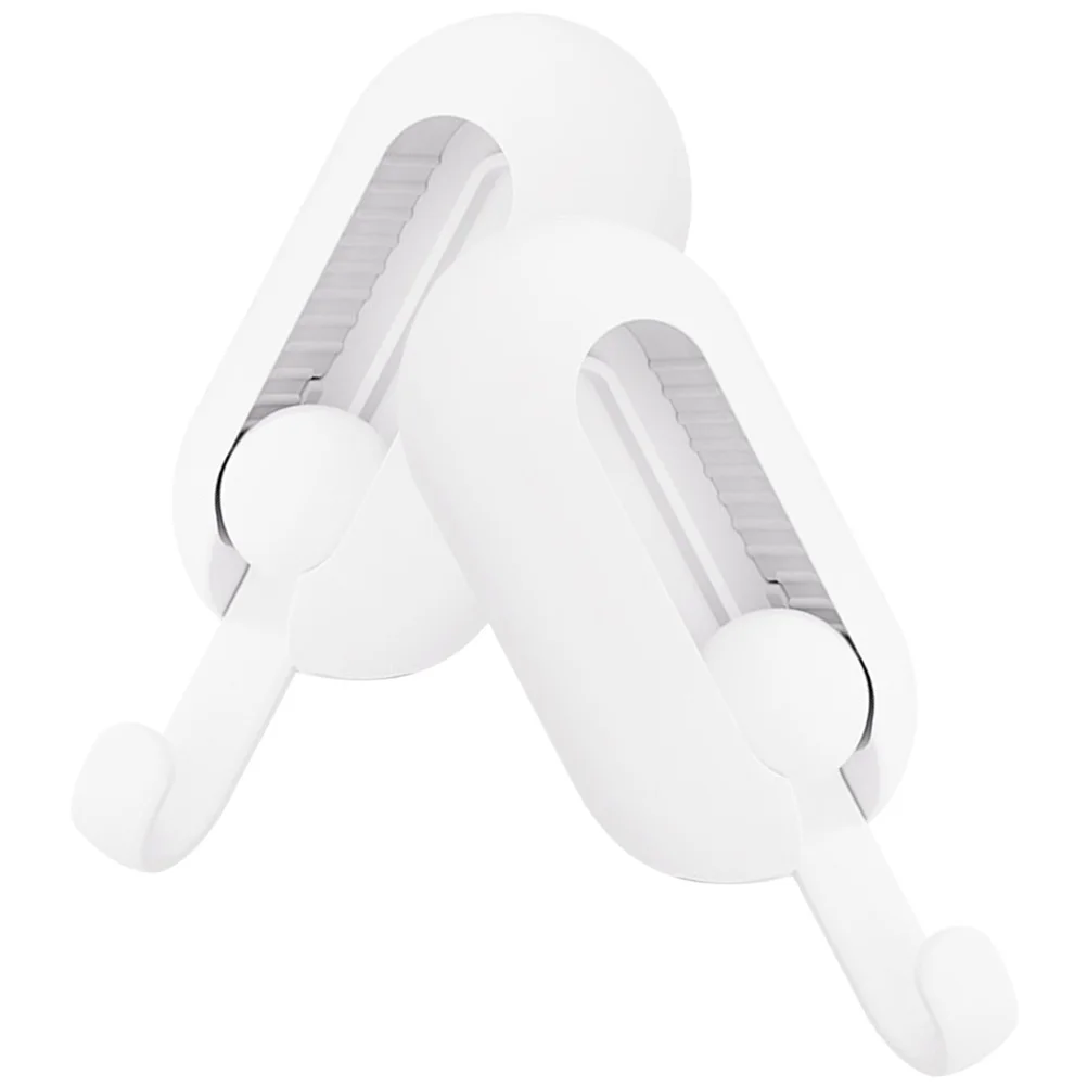 

2 Pcs No Punching Self Adhesive Wall Hooks for Hanging Clothes Towels Coats Umbrellas Keys Bathroom Bedroom Closet Door ABS