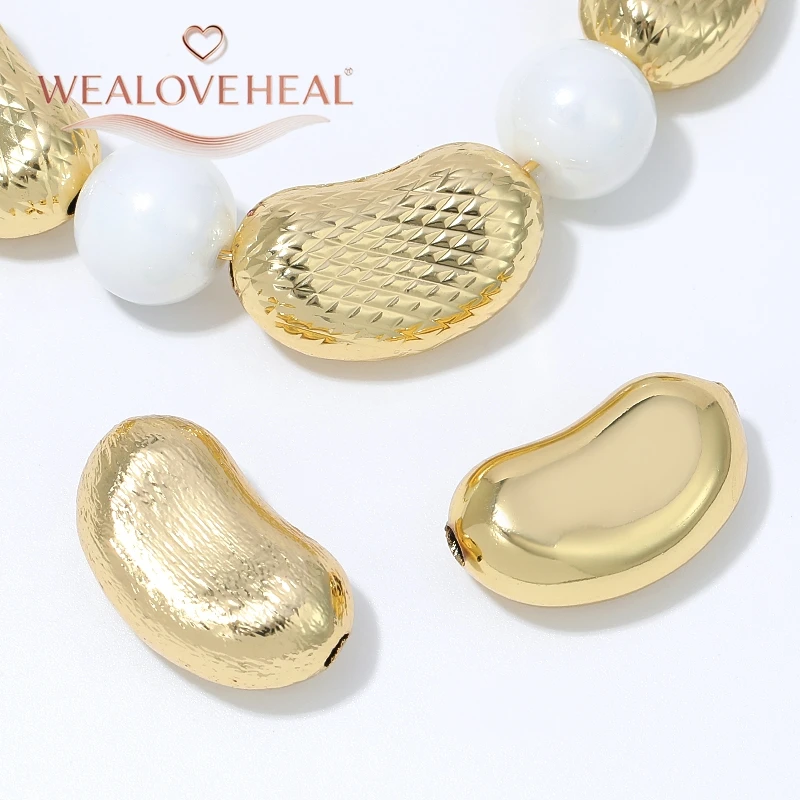schmuckherstellung zubehör, perlen für schmuckherstellung, 20x12,2mm Hohle Erdnuss-Abstandshalterperlen, 18K vergoldeter Messing-Nierenperlen-Abstandshalter für Armbänder, Halsketten, DIY-Schmuckherstellungszubehör – Detail 18