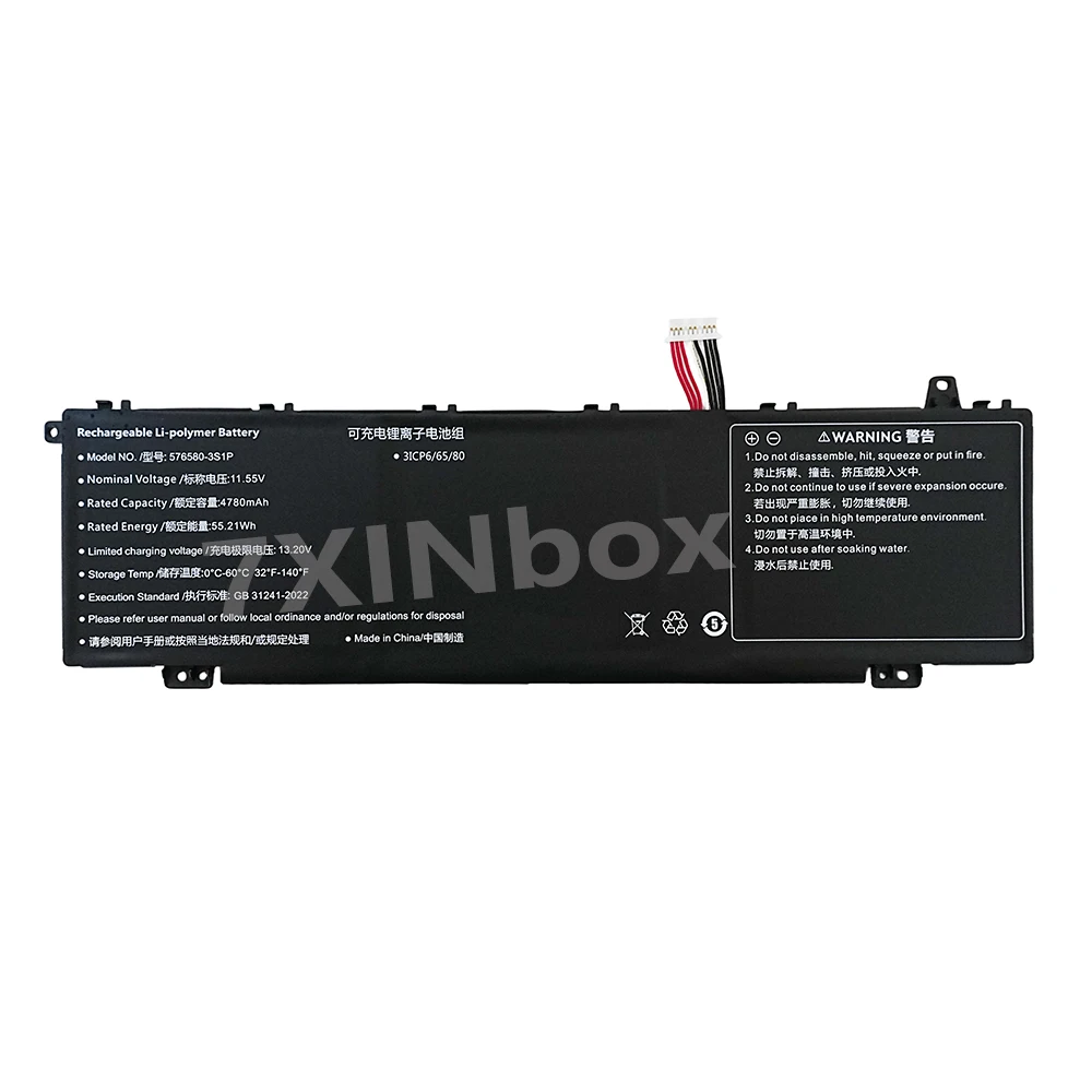 7XINbox 576580-3S1P 11.55V 55.21Wh 4780mAh Laptop Battery For Syspack Work 14 N14LMO For Digma Pro Pactos 14-inch DN14P5-ADXW02