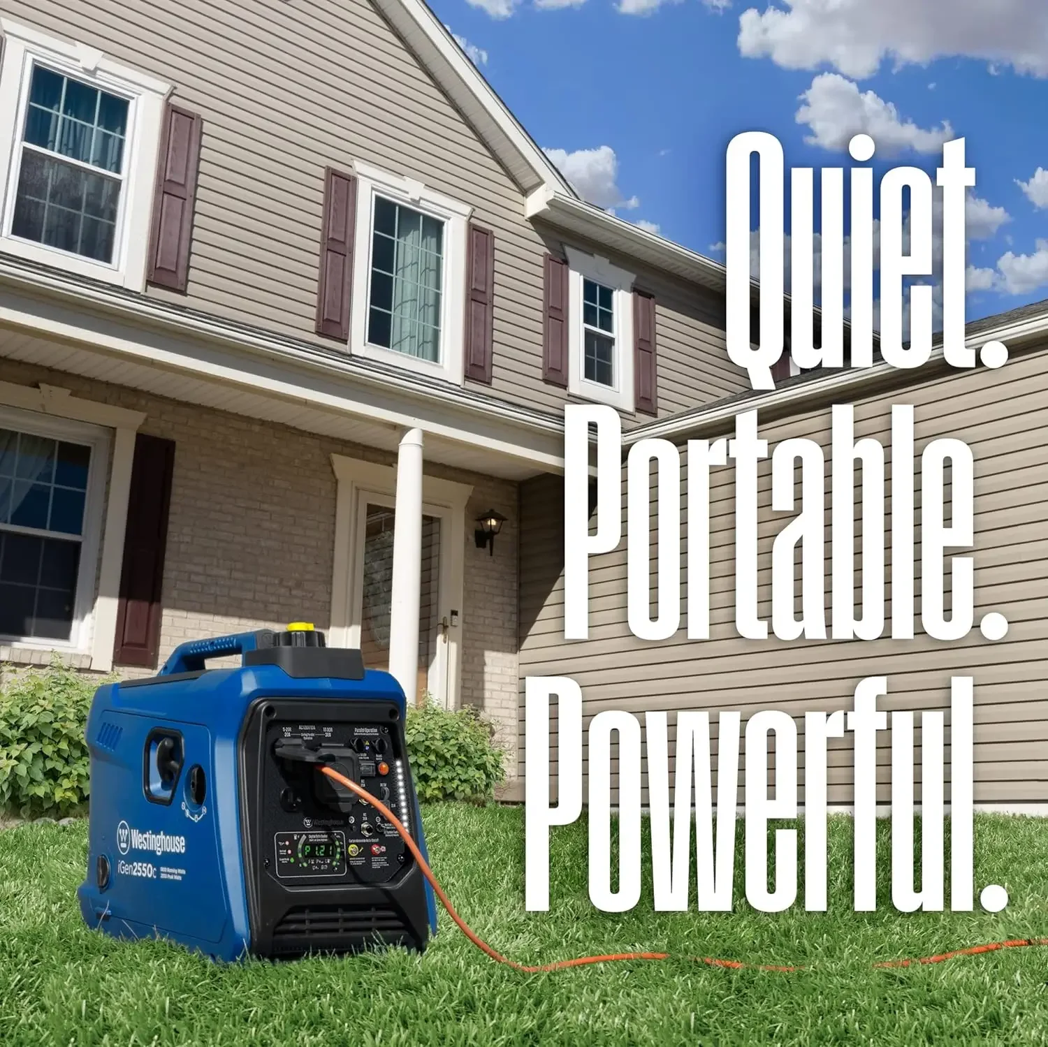 2550 Peak Watt Super Quiet & Lightweight Portable Inverter Generator, RV Ready 30A Outlet, Gas Powered, CO Sensor,