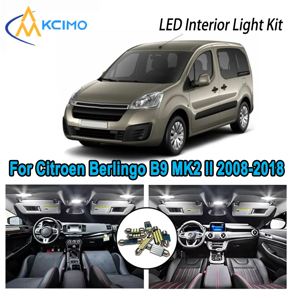 

Bright Premium LED Interior Kit for Citroen Berlingo B9 MK2 II 2008-2018 Dome Map Trunk Lamps Error Free Automotive Lighting