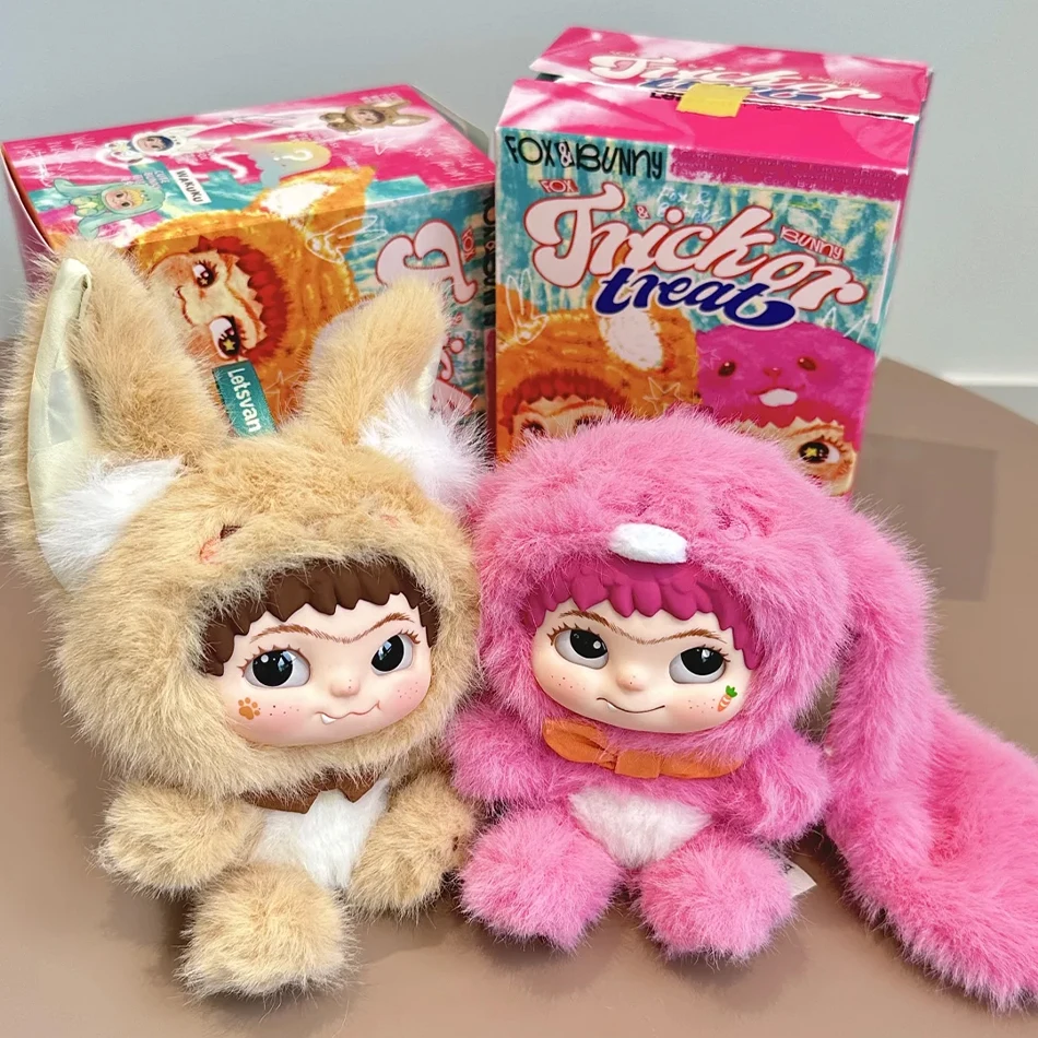 Wakuku Fox & Bunny Trickor Treat Series Blind Box KPendant Doll Kawaii Figura da collezione Doll Surprise Decore Figurine Regalo per bambini