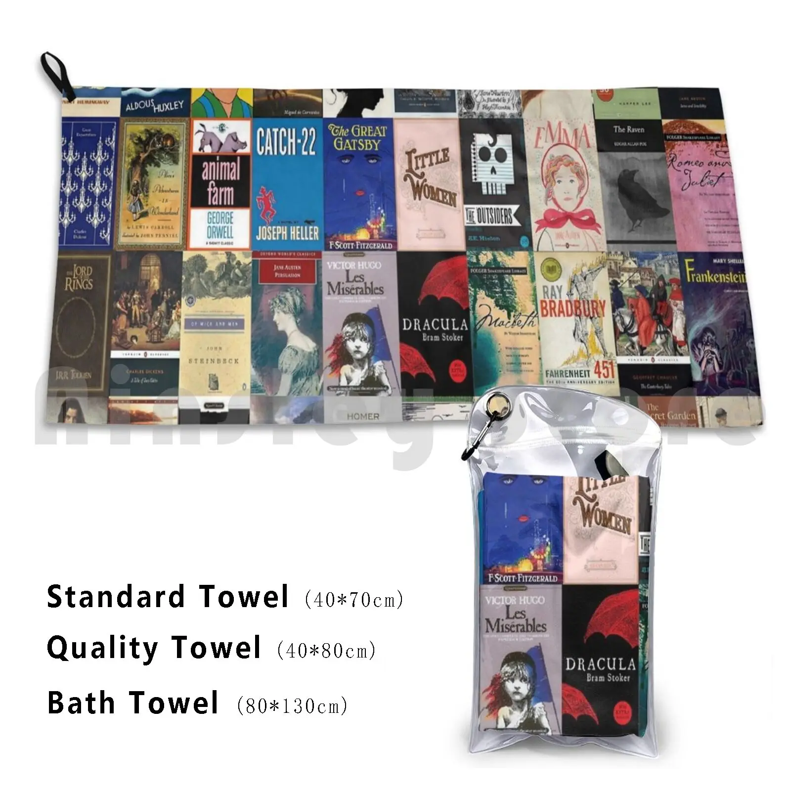 Classic Literature Book Covers Beach Towel Quick Dry Quality Towel Literature Reading Books Book