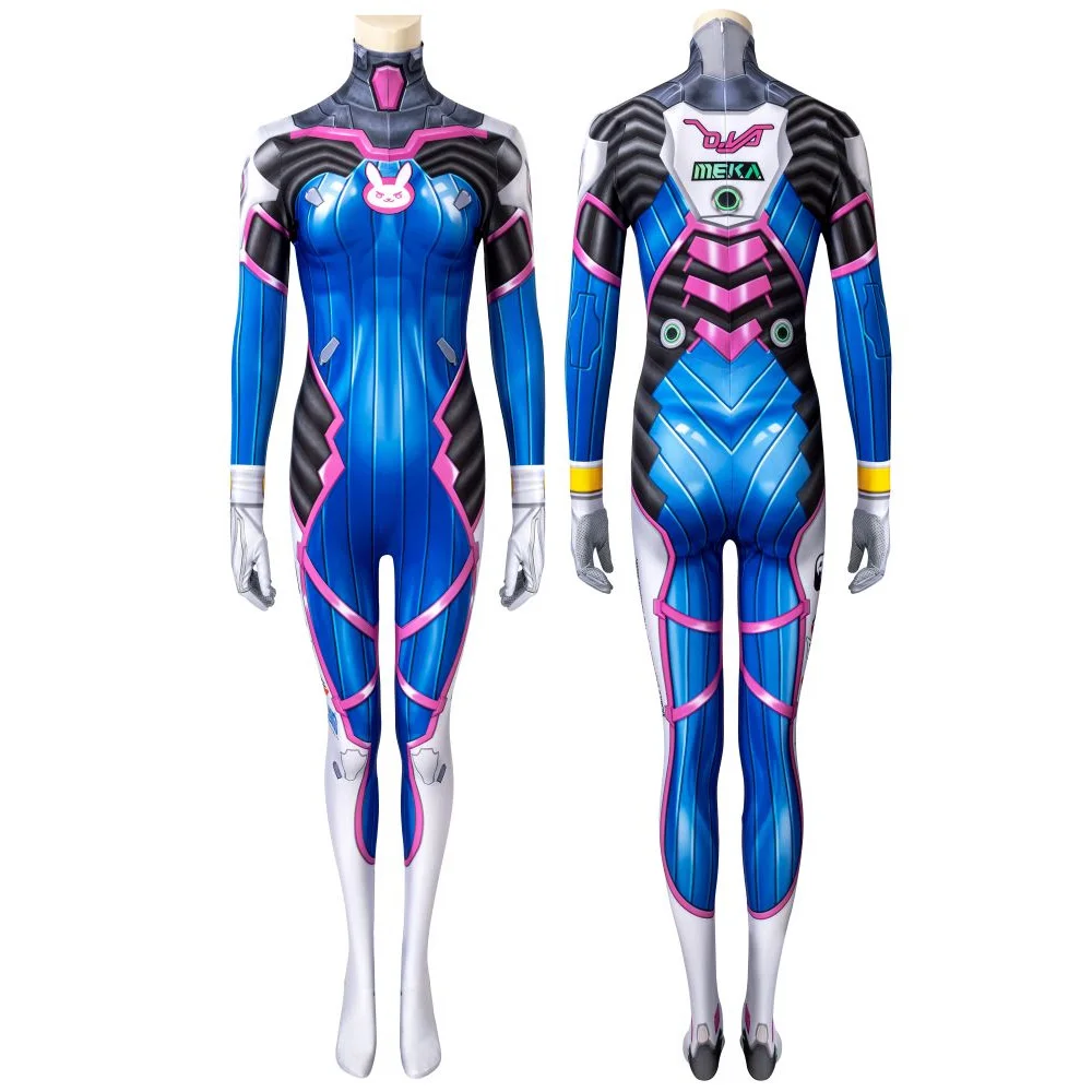 Zentai Adult Women's Gameplay Role-Playing Costume D VA Jumpsuit Sexy 3D Printed Tight Fitting Suit Halloween Carnival Costume