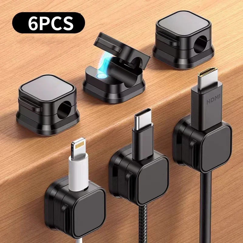 10PCS Magnetic Cable Clips Cable Smooth Adjustable Cord Holder Under Desk Cable Management Wire Keeper Cable Organizer