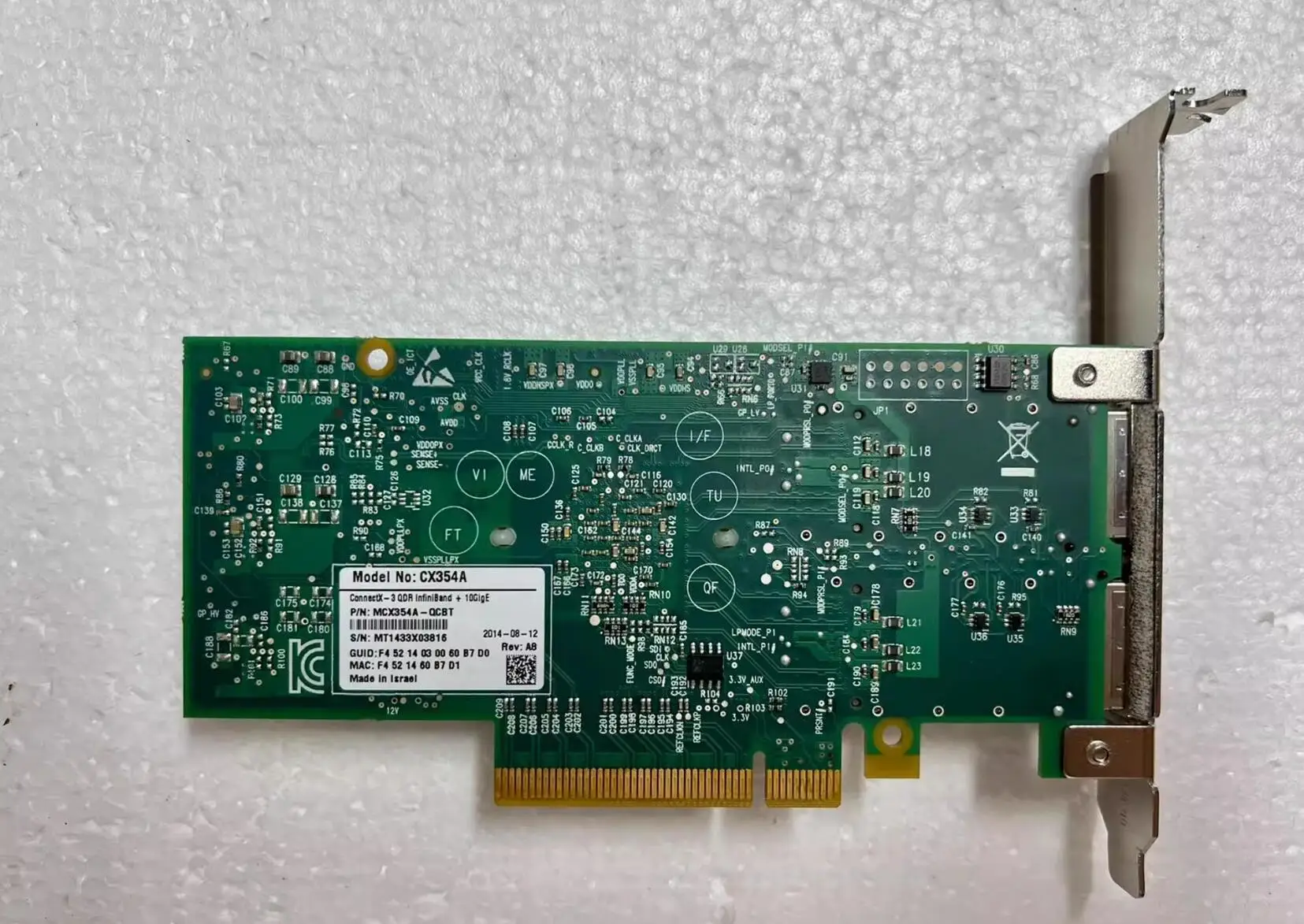 Mellanox Dual-Port QSFP PCIe, MCX354A-QCBT, CX354A, ConnectX-3, VPI QDR IB, 10Gbps