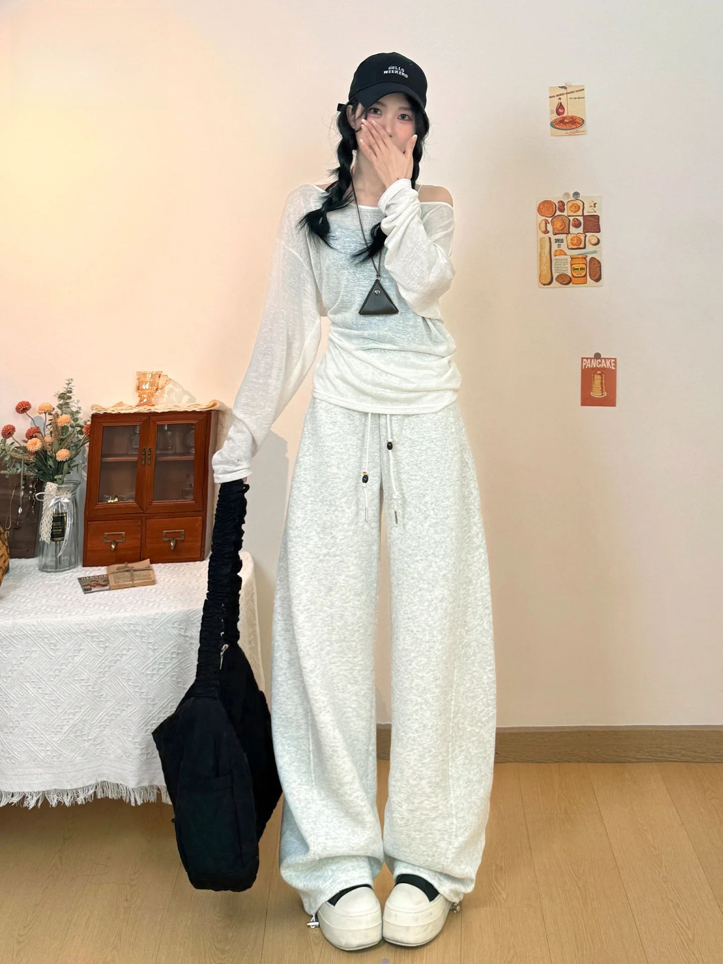 

Новые летние женские повседневные брюки свободного кроя с высокой талией, широкими штанинами на шнурке, струящиеся, в пол, для создания стройного силуэта