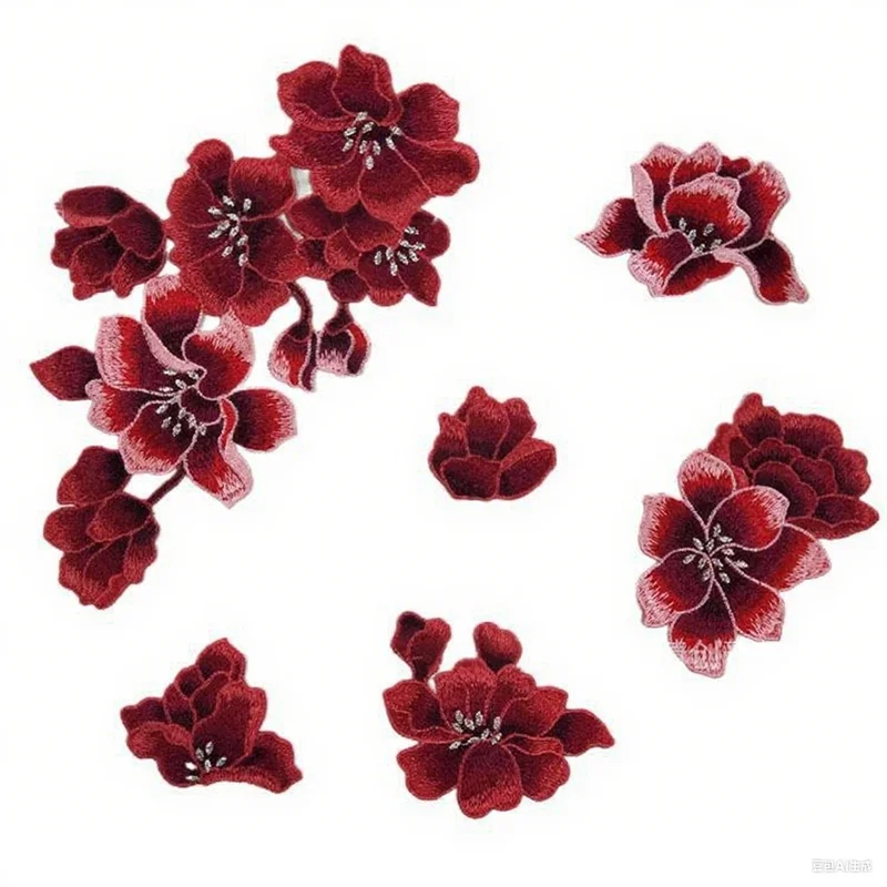 1pcs Ethnic Embroidery Applique Chinese Traditional Flower Patches for Qipao Bridal Gowns