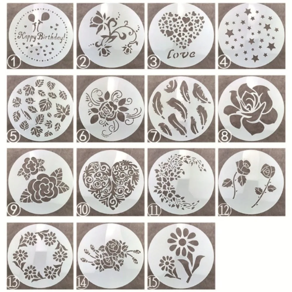 15PC/set Round Lace Cake Stencils Template Cake Decorating Tools DIY Baking Bread Pastry Sugar Sieve Mold Fondant Cake Template