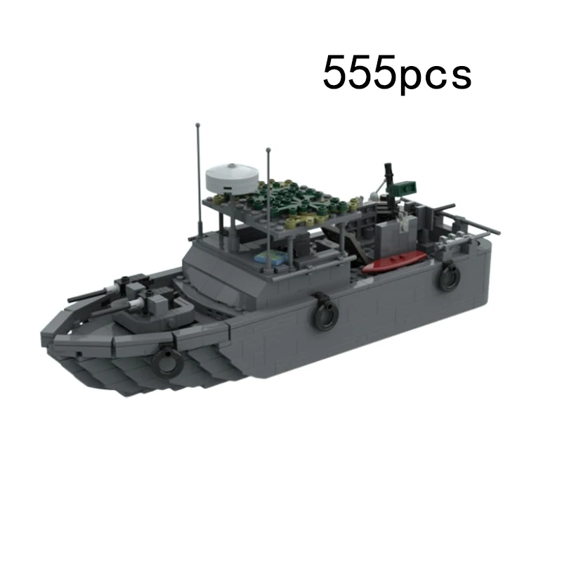 

Spot small particle MOC-674242 small rigid transmission patrol boat puzzle DIY creative toy ornament gift