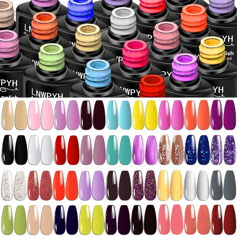 LNWPYH 6Pcs/Set Gel DIY Nail Polish Kit Colorful Semi Permanent UV LED Gel Polish Set Glitter Nail Art Varnish Design Manicure