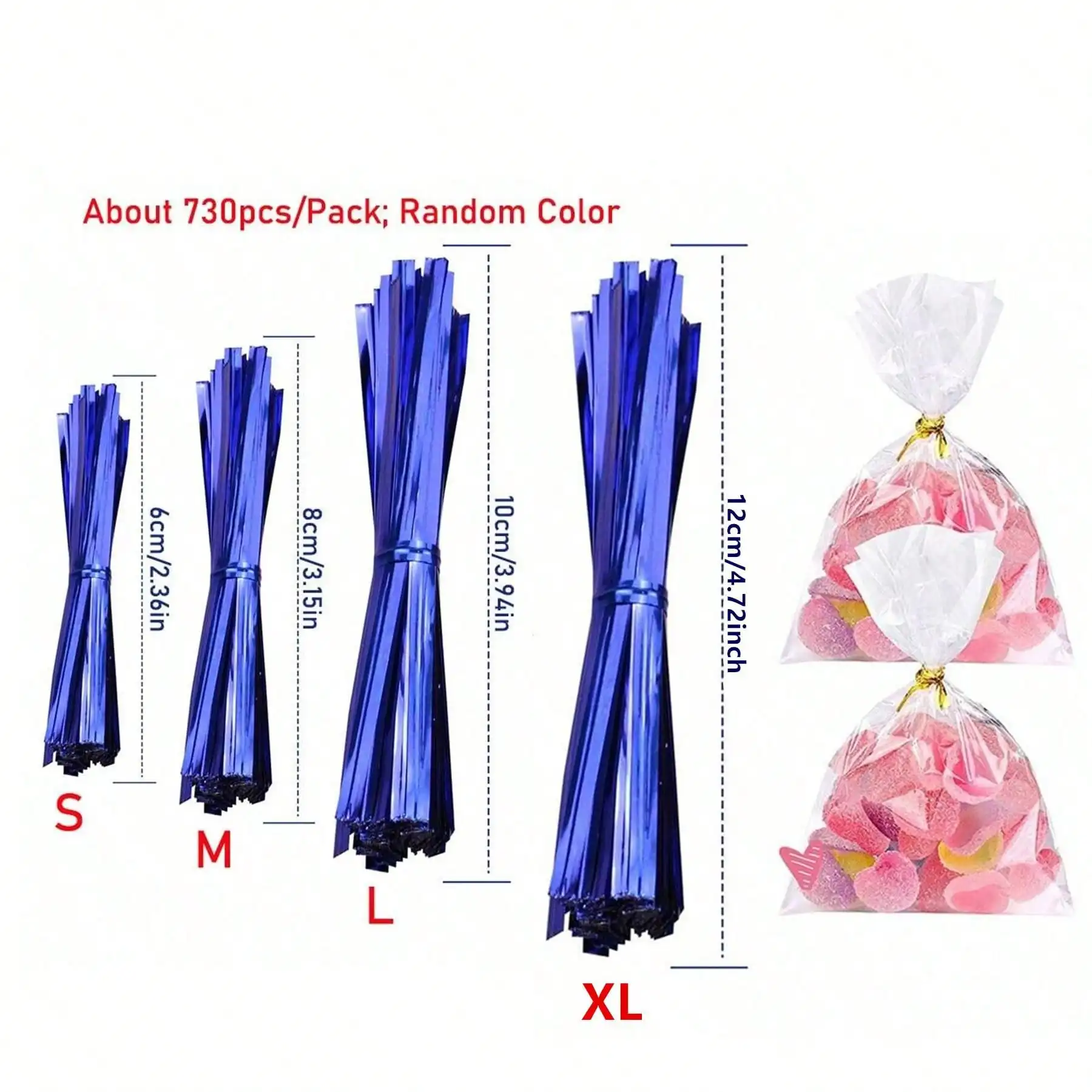 700pcs/Pack Metallic Wire Twist Ties Candy Bag Baking Cake Pops Sealing Bag Lollipop Party Gift Packaging Rope Wire Random Color