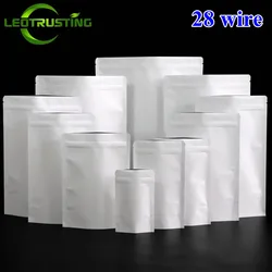 50PCS 28Wire White Paper Stand up Zipper Foil Bag Thick Resealable Coffee Powder Snack Spice Food Heat Sealing Storage Pouches