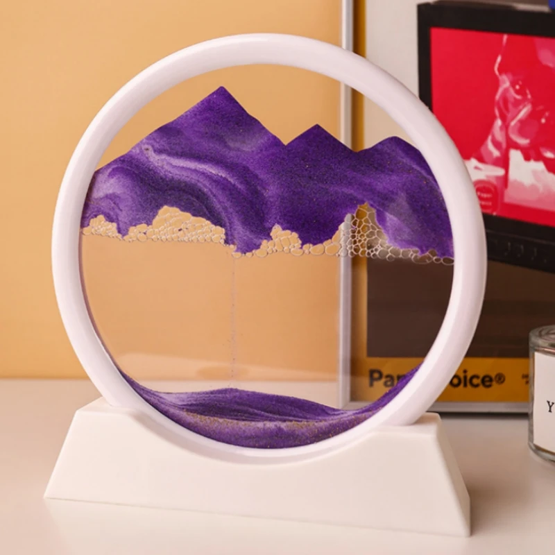 5 Inch Moving Sand Art Picture Glass 3D Deep Sea Sandscape Motion Display Flowing Sand Frame Relaxing Desktop Home Office Decor