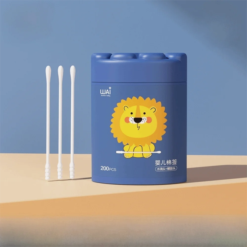 Convenient Double-headed Cotton Swabs Disposable with Packing Box Makeup Cotton Swabs Ear Cleaner Home Use