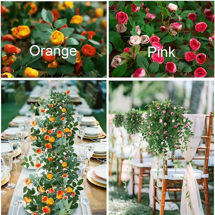 Realistische Künstliche Rosenranke für Zuhause, Hochzeit, Party, Künstliche Außenblumen, Hängende Kunstblumen, Blumenwand – Detail 5